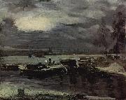 Boats on the Stour, Dedham Church in the background John Constable